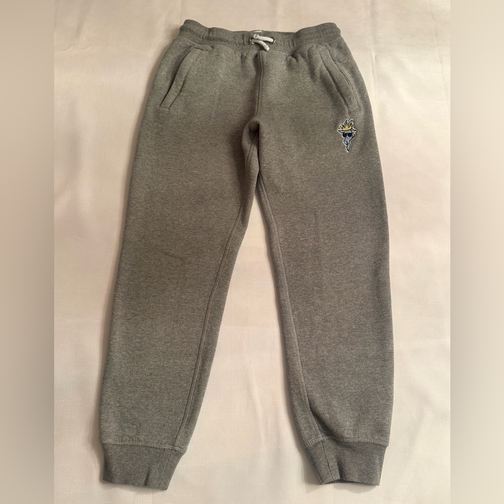 Gray Kids Sweatpants with Embroidered Design